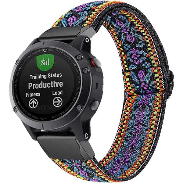 Elastiske bånd for Fenix 5/fenix 5 Plus/fenix 6 Pro, 22mm mykt strekkbart pustende armbånds erstatningsreim menn kvinner for Garmin Fenix 5/foreru