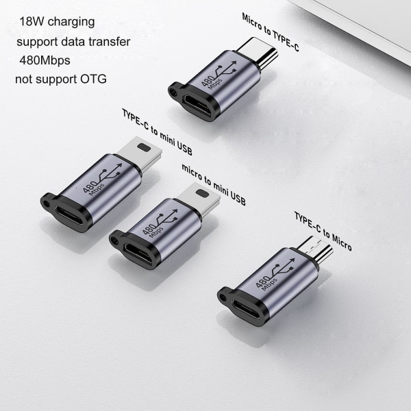 Usb-c till mikro USB adapter Typ-c hona till mikro USB hane-omvandlarkontakt Micro to Mini USB