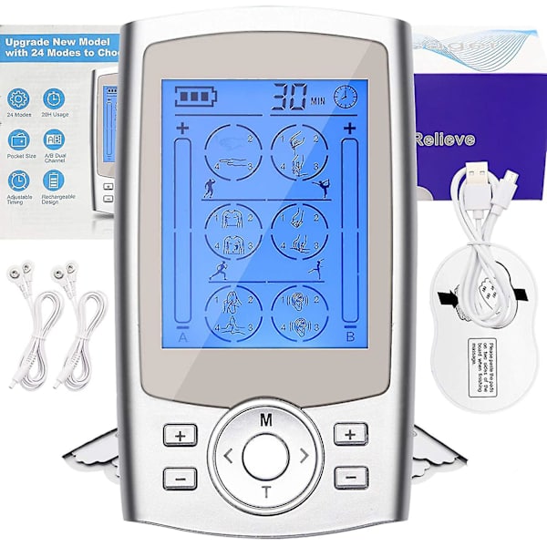 Tens Hjem Digital Meridian Massager Cervical Spine Massager Håndholdt Lavfrekvent Elektronisk Puls Fysioterapi Instrument Silver