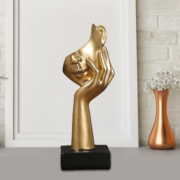 Tenkerstatue - Abstrakt stille gullskulptur, moderne hjemmedekor, piano borddekorasjon for rom, hjem, kontor Gold C section
