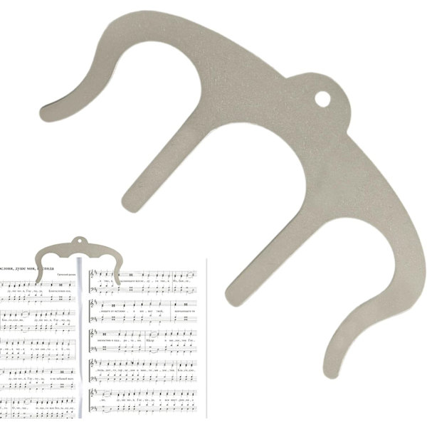 Bogstøtte Sider | Metal Nodeark Bog Holder - Musikstativ til Klaver, Keyboard, Stativ og Bog, Søde Klips til Sidemarkører, Festgave (Sølv) silver