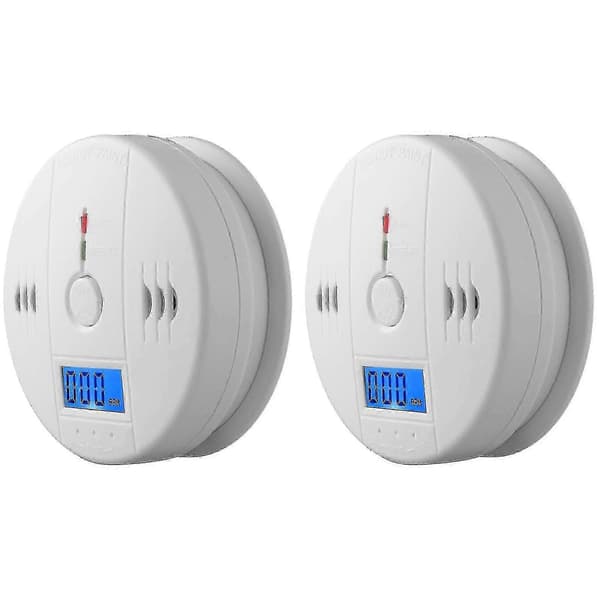 2-pack rökdetektor och kolmonoxiddetektorlarm med LCD-display A