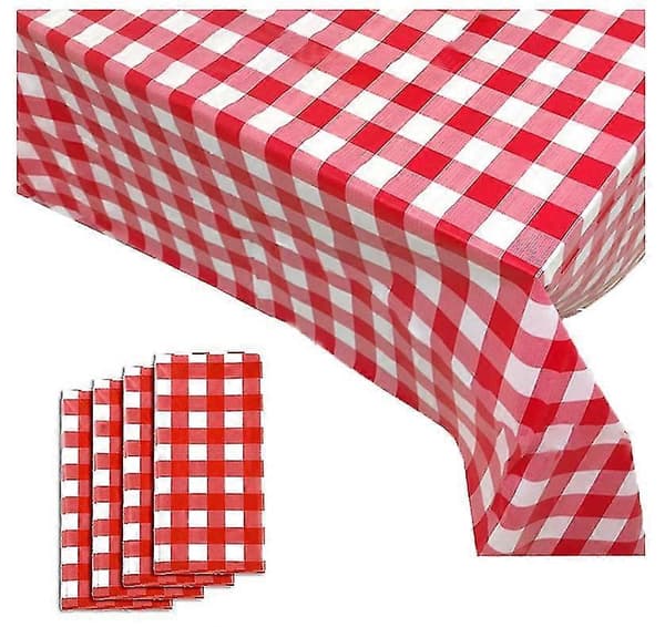 Sommarfest Tillbehör Röd och Vit Rutig Buffelrutig Rektangulär Duk
