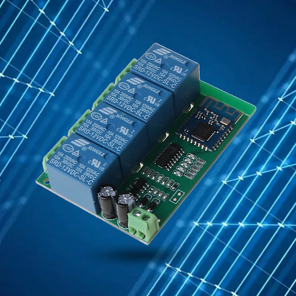 4-kanals Bluetooth-kompatibelt relæswitchmodul med app-fjernbetjening til mobil