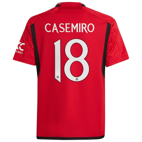 Manchester United Boys Shirt Hemma Kit 2023/24 OFFICIELL fotbollspresent Red Casemiro 9-10 Years