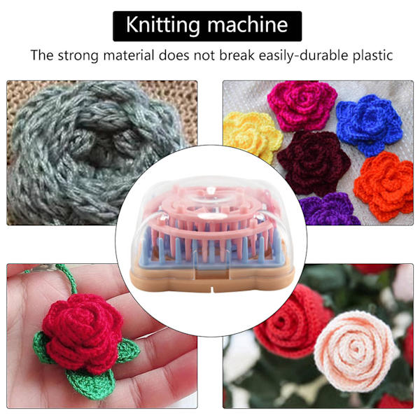 Blomster stickningsmaskin kit Diy ull blomma maskin vävstol verktyg set blomma maker med nål