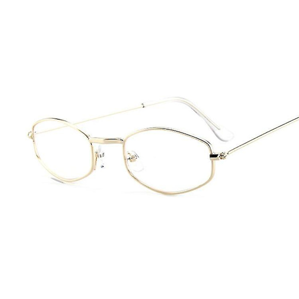 Små rektangulära solglasögon för kvinnor, retro spegel solglasögon i metall, vintage designermärke Lunette De Soleil Femme GoldTrans
