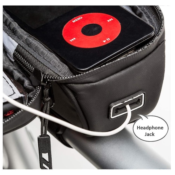 Sykkelfrontrammeveske Sykkeltelefonmonteringsveske Sykkelpakke med solskjerm Sykkeltopprørveske (svart)