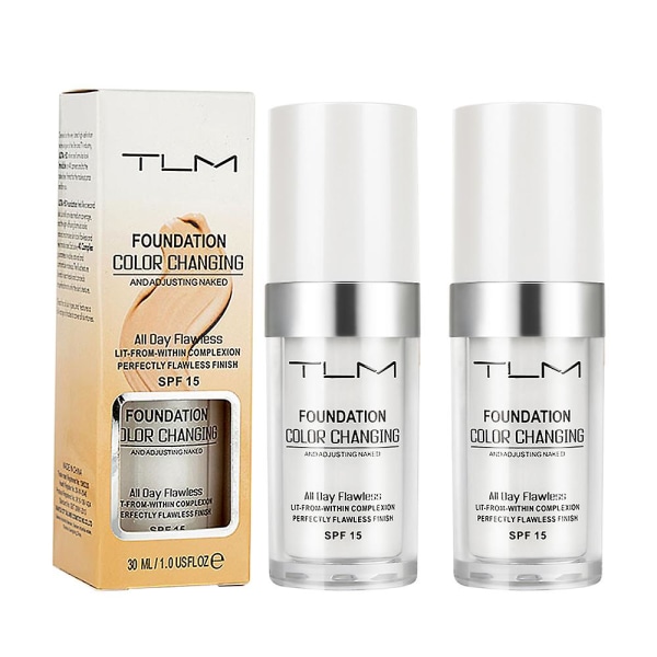 2 stk. Tlm Flawless Farveskiftende Foundation Makeup Hudtone Matching Concealer