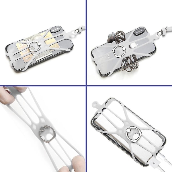 Wekity Universal Phone Neck Holder Og Ring Grip, Silikone Mobil Phone Neck Strap og Telefon Ring Holder Stander kompatibel med de fleste smartphones