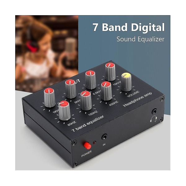 Eq-7 bilstereoheadsetförstärkare 7-bands Eq Equalizer 2-kanals digital ljudequalizer