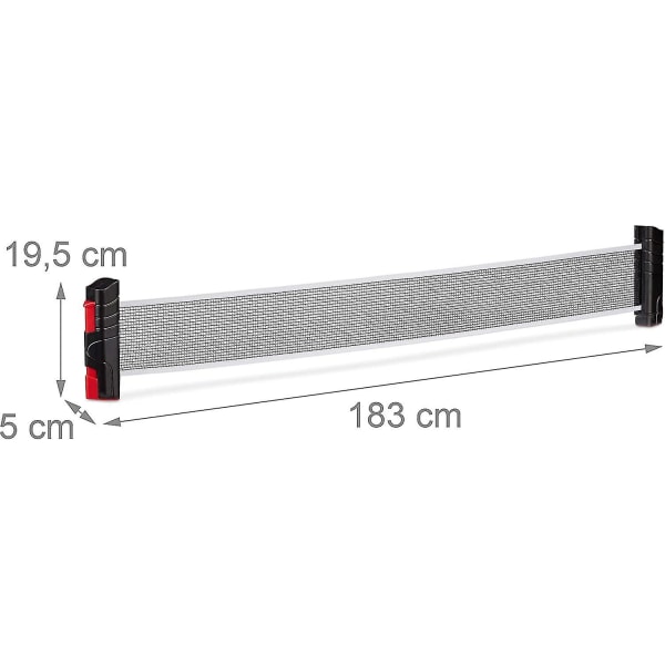 Bordtennisnät, Pingis, Utdragbart, 180 Cm Bredd, Fästen Upp Till 5 Cm Tjockt, Svart/rött.