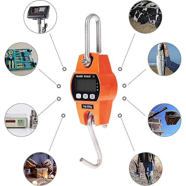 Elektronisk våg 300 kg hängande krokvåg Lcd dynamometer i
