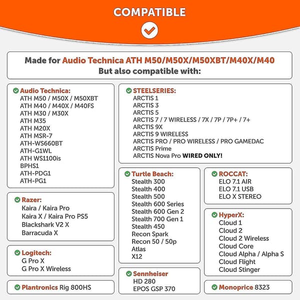 Wicked Cushions Oppgraderte Erstatningsputer For Ath M50x -
