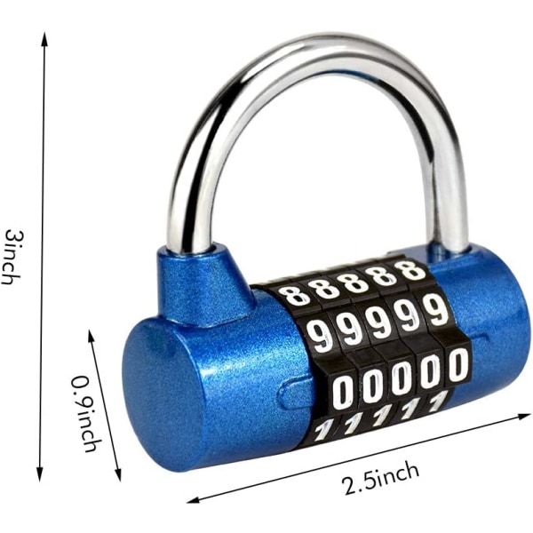 5-siffrig kombinationshänglås, gymhänglås, återställbar kombinationshänglås
