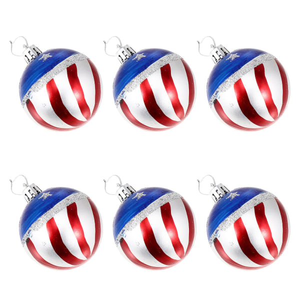 6 st Amerikansk flaggprydnad Fjärde juli bollar Julgran
