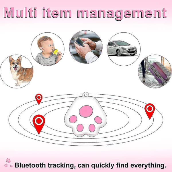 4 stk. GPS-tracker, søde kæledyrssporingsenheder (blå, sort, pink, grøn)(,)