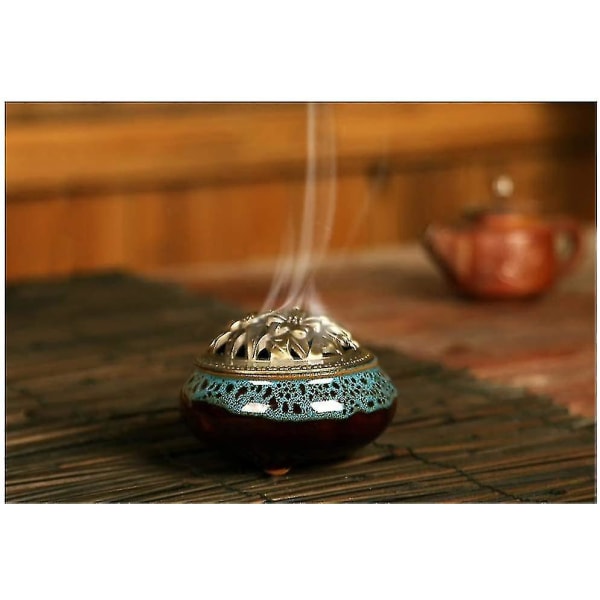 Ceramic Incense Burner And Lid, Aromatherapy For Incense Sticks Or Inc