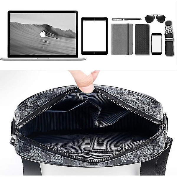 Herre Casual Plaid Skuldertaske, Læder Sports Messenger Taske