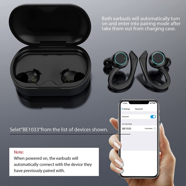 Bluetooth-hörlurar True Wireless Earbuds med laddningsfodral