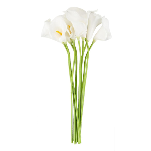 Calla Brudbröllopsbukett 10 Huvud Latex Real Touch Kc51 Vit