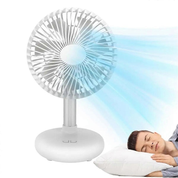 Mini Oscillerende Ventilator USB Genopladelig Bærbar Batteridrevet Bordventilator med 4 Hastighedsniveauer Skrivebordsventilator til Udendørs Brug Hvid