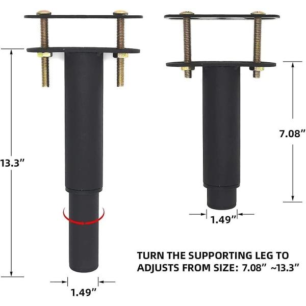 2 kpl Metallinen säädettävä korkeus Keskitukijalka sängynrunkoon, sänkyyn ja sohvakalusteeseen Kaappi Jalkojen jalat Jalkojen tuki Heavy Duty, Platform Bed Frame Re