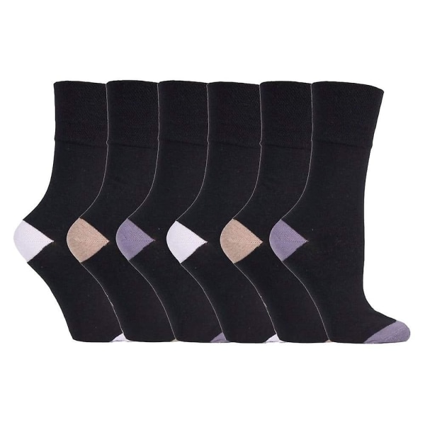 6 Pk ladies gentle grip non elastic socks 4-8 uk H&t beige / brown