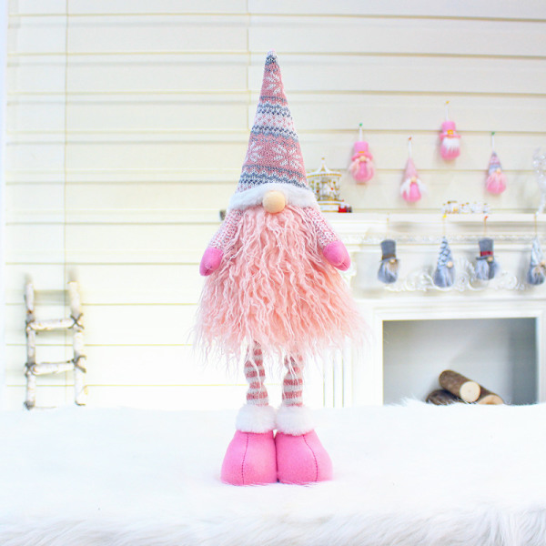 Pääsiäistipun koriste, käsintehty pehmo, kasvoton nukke, ruotsalainen tonttu tai haltija 32012 pink doll