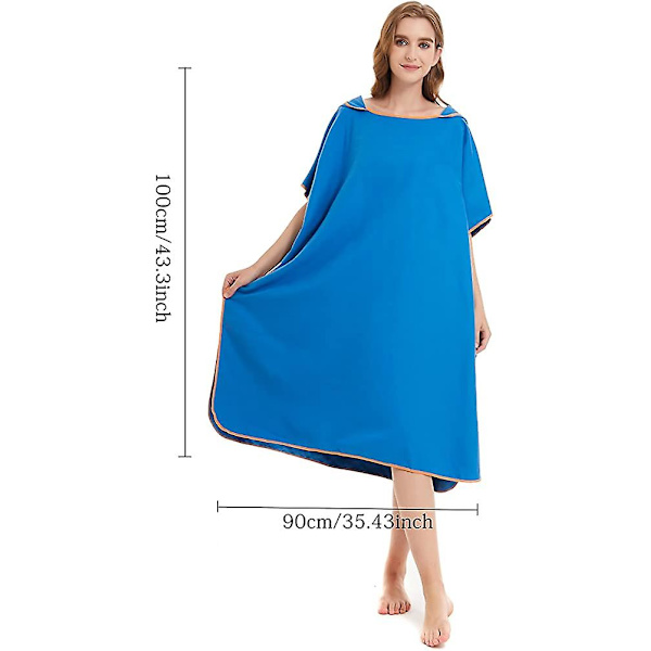 Ombyte Robe Handduk Poncho Med Huva Snabbtorkande Lätt Omklädning Handduk Extra