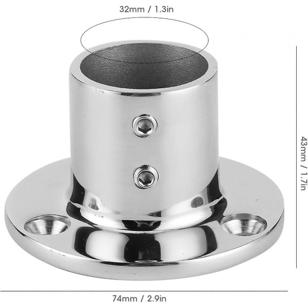 Cylindrisk base, bådskinnebase, rund rørbase, 316 rustfrit stål cylinderbase 90 graders marine gelænder montering til 32 mm rør