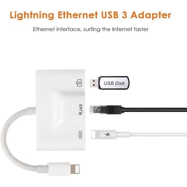 10/100 Mbps Lightning til RJ45 Ethernet LAN Netværksadapter til iPhone/iPad med 8-bens Lightning-stik