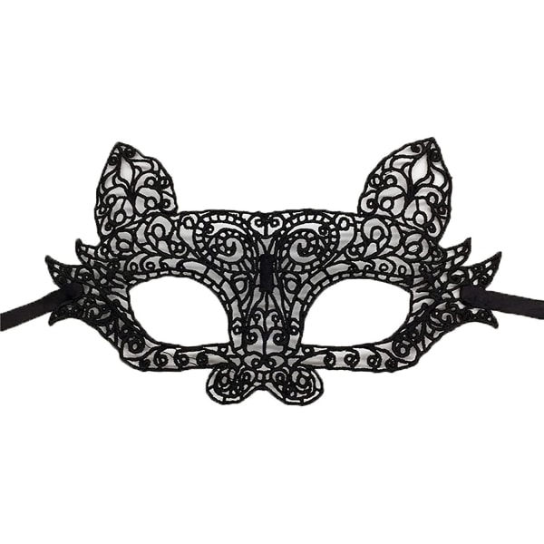Cool Cat Masquerade Mask, Dame Cat Mask Søt venetiansk blondemaske til Halloween