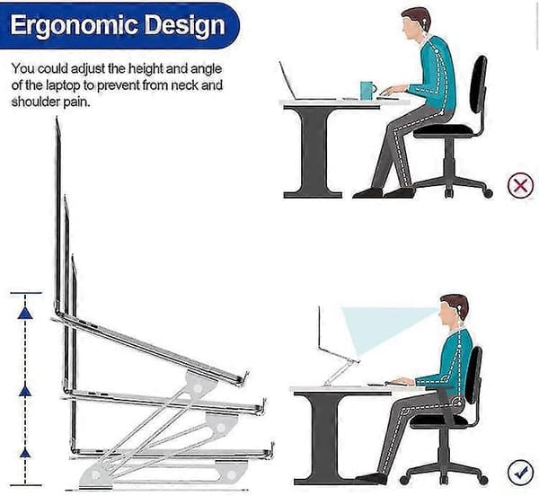 Laptop Stativ Ergonomisk Aluminium Computer Elevator Multi-vinkel Laptop Riser Med Varmeventil Justerbar Holder