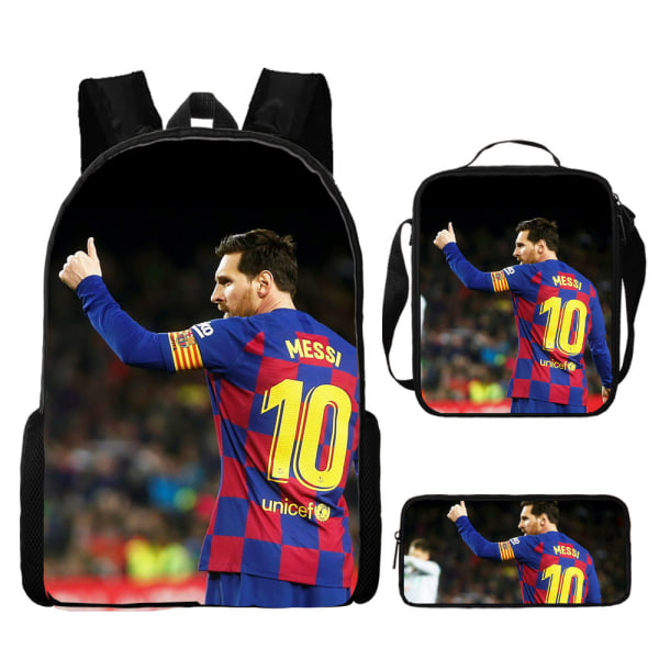 3 stk/sæt fodboldstjerne Lionel Messi rygsæk elev skoletaske N three piece suit