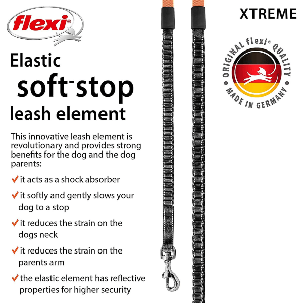 Flexi Xtreme Tape Orange & Black Large 5 m indragbart hundkoppel/led för hundar upp till 65 kg/143 lbs