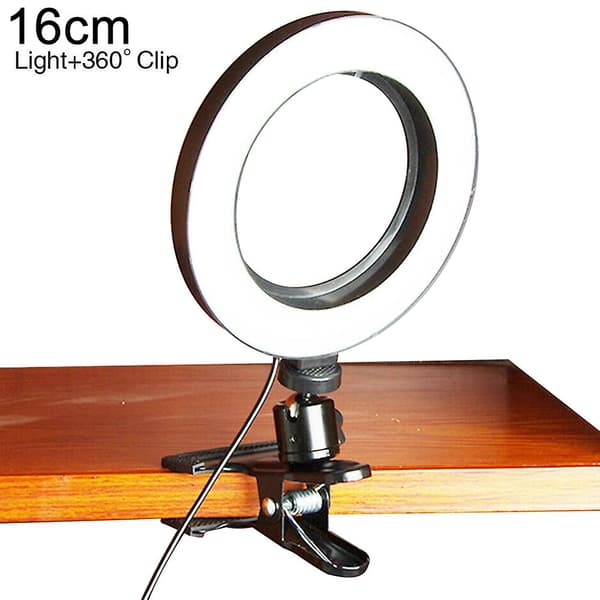 Ring Light med skærmklemme, computer videokonference, 16 cm