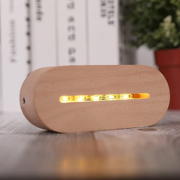 Led-lys display base, træ USB lys base stativ dekorat