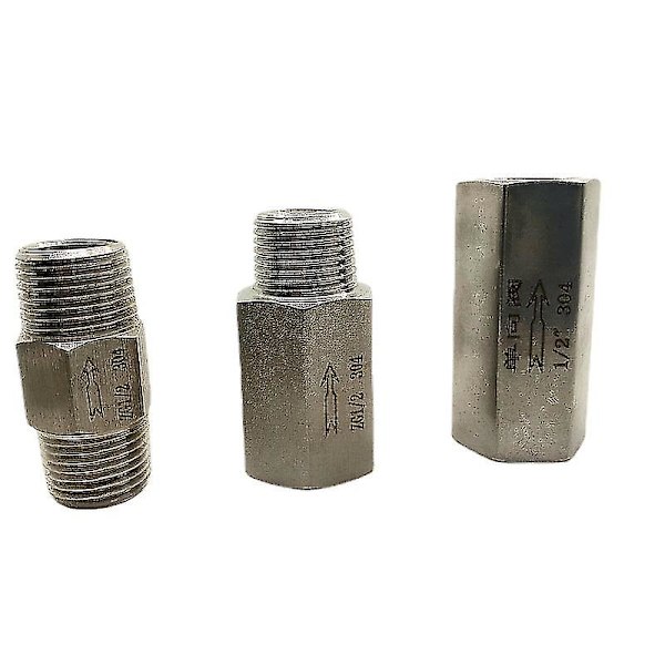 1/8 tommer; 1/4 tommer; 3/8 tommer; 1/2 tommer; 3/4 tommer; 1 tommer; Bsp Npt hunn-hann gjenge enveis tilbakeslagsventil ikke-retur inline 304 rustfritt stål Male To Male NPT