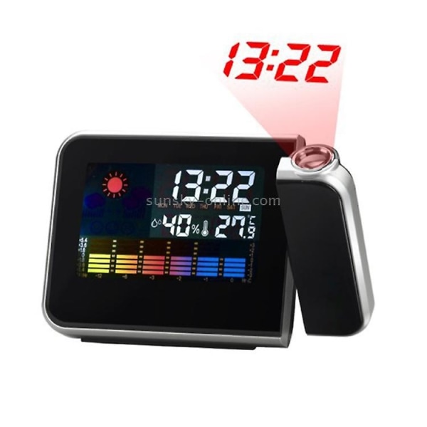 Ds-8190 Multifunksjonell Vær LCD Projektor Elektronisk Klokke (svart)