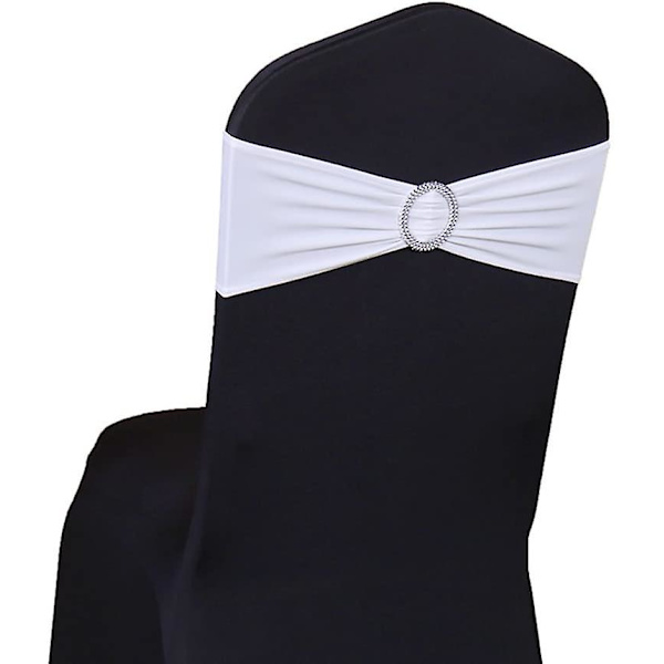 10 stk elastiske stolsløyfer med spenne, for bryllup, Lycra, polyester og spandex stolsløyfe, hvit