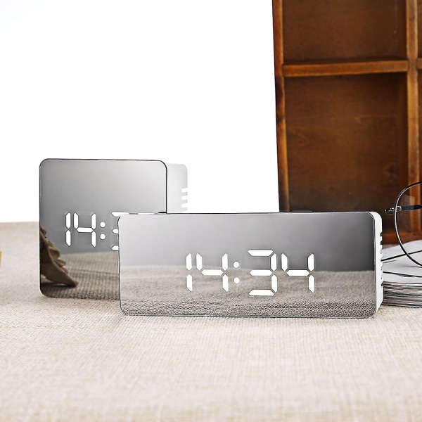 Multifunctional Led Mirror Clock: Noiseless Clock With Time And Temperature Display