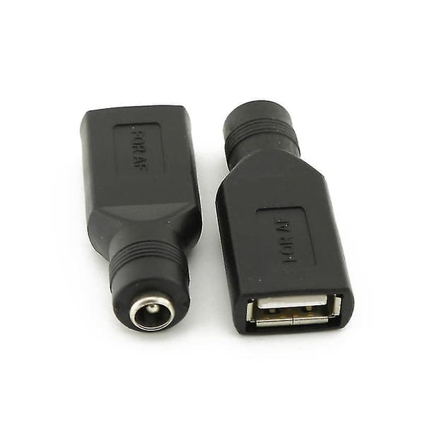 USB-hun til 5,5 mm x 2,1 mm hun DC-strømadapter-oplader-stik
