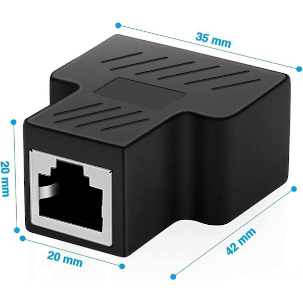2-pak RJ45 Ethernet Splitter Connector Adapter, kompatibel med Cat7