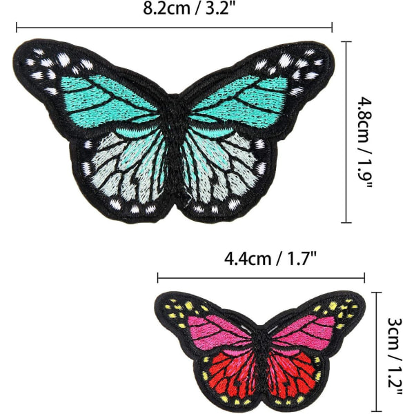 20 st fjärilsstrykjärnslappar - Broderade syapplikationer reparationslappar
