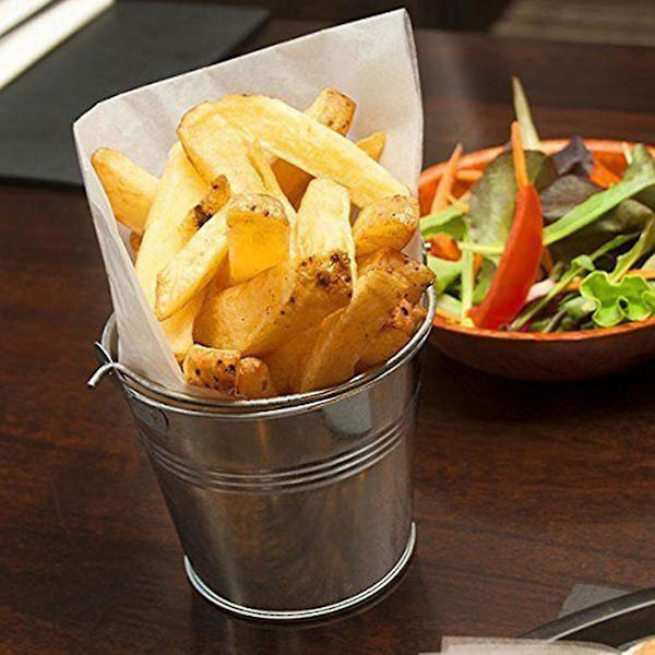 12 stk. Mini Tinnfat Metallbøtte Ising Pommes Frites Tinnbøtte