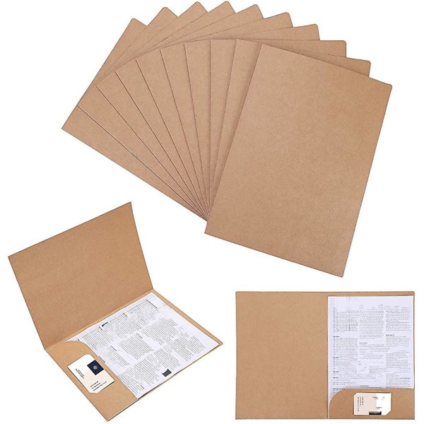 10 pakke papmappe med flap A4 Kraft papirforinger Indsæt filmappe