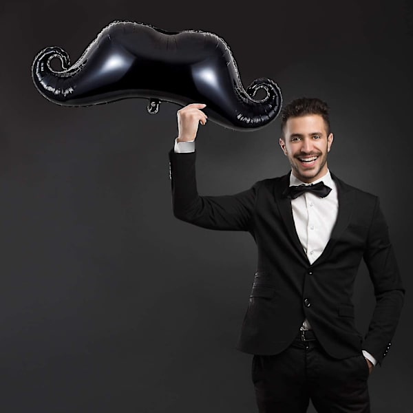 8 stk. Sort Mustache Balloner, Mustache Balloner, Mustache Folieballoner til Bryllup Fødselsdag