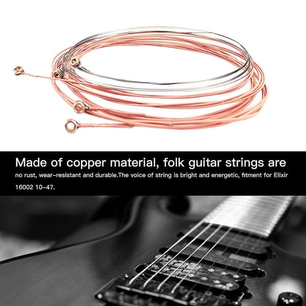 6-pack Folk Guitar Strängar Set Hållbart Super Lätt Beläggning Slät
