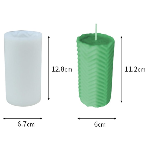 Lysstøpeform, lang stang stripet lys silikonform, diy sylinder